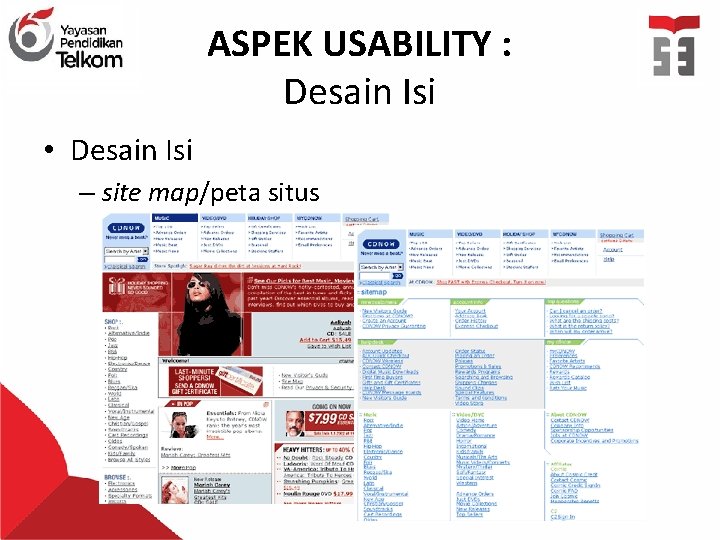 ASPEK USABILITY : Desain Isi • Desain Isi – site map/peta situs 