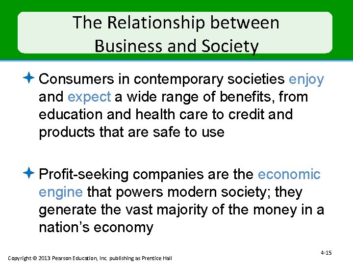 The Relationship between Business and Society ª Consumers in contemporary societies enjoy and expect