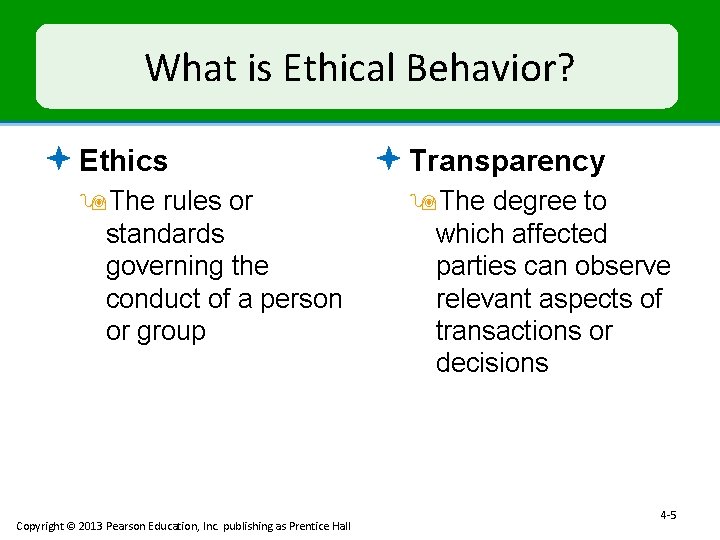 What is Ethical Behavior? ª Ethics 9 The rules or standards governing the conduct