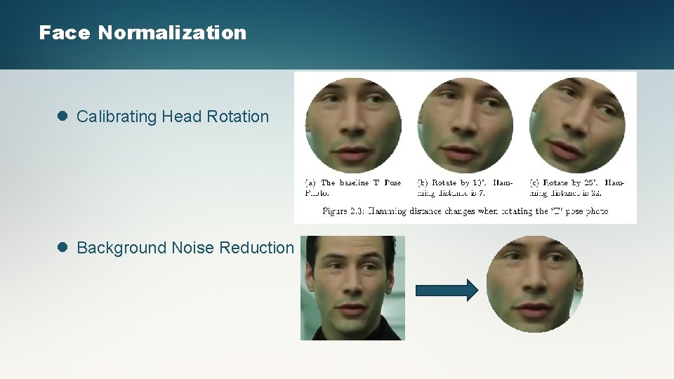 Face Normalization l Calibrating Head Rotation l Background Noise Reduction 