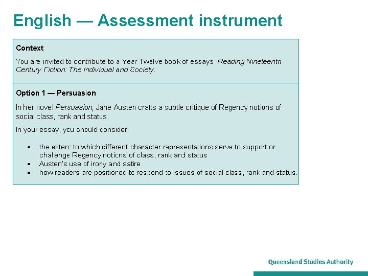 English — Assessment instrument 