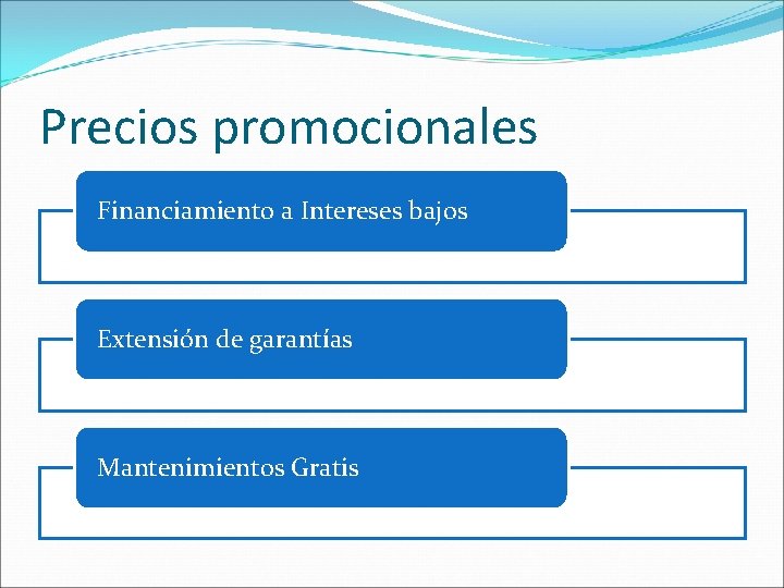 Precios promocionales Financiamiento a Intereses bajos Extensión de garantías Mantenimientos Gratis 