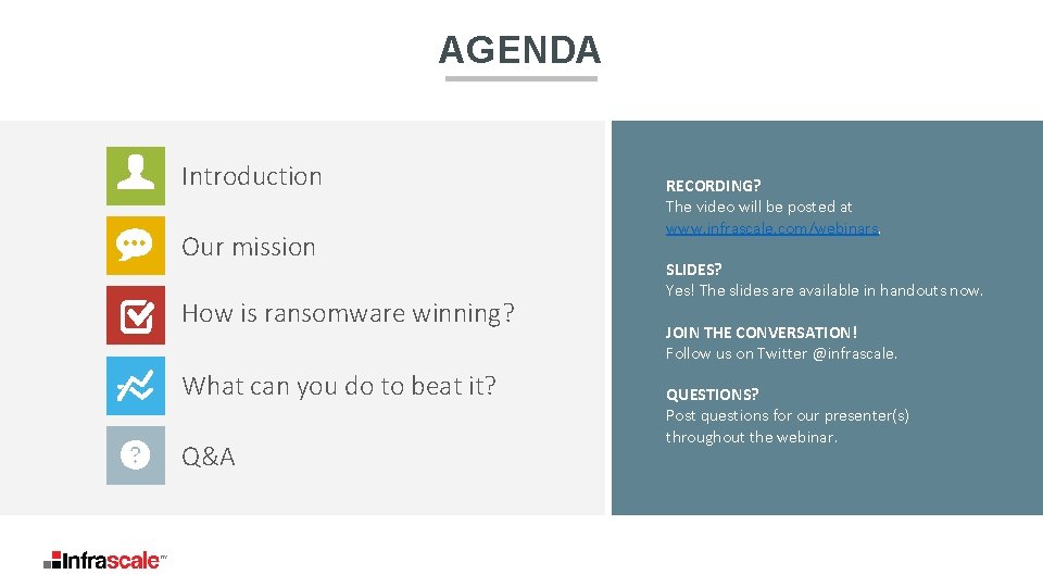 AGENDA Introduction Our mission How is ransomware winning? What can you do to beat