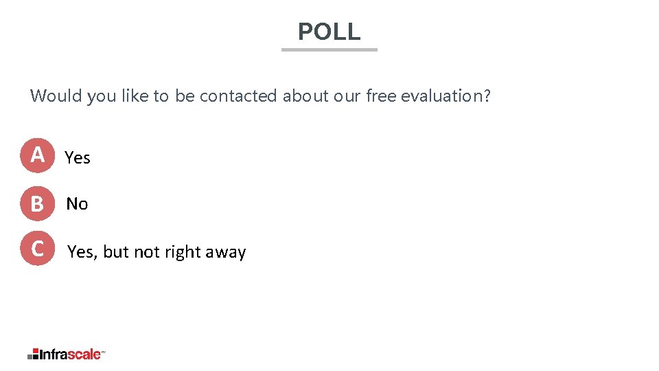 POLL Would you like to be contacted about our free evaluation? A Yes B