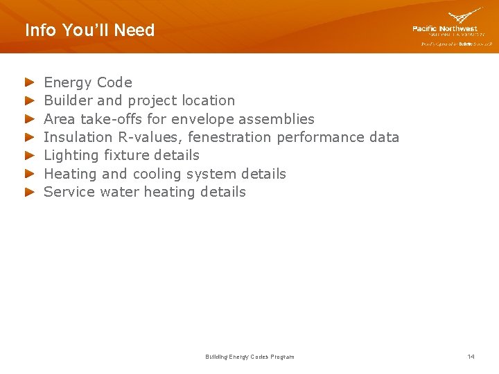 Info You’ll Need Energy Code Builder and project location Area take-offs for envelope assemblies