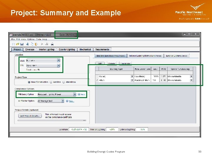 Project: Summary and Example Building Energy Codes Program 33 