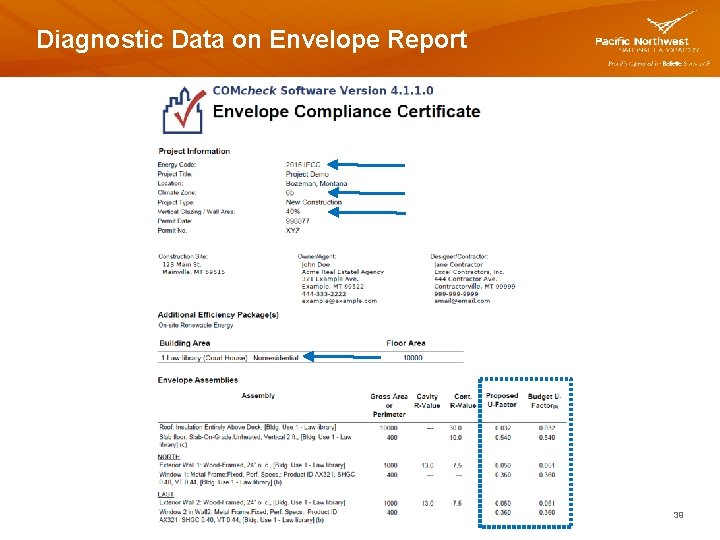Diagnostic Data on Envelope Report Building Energy Codes Program 39 