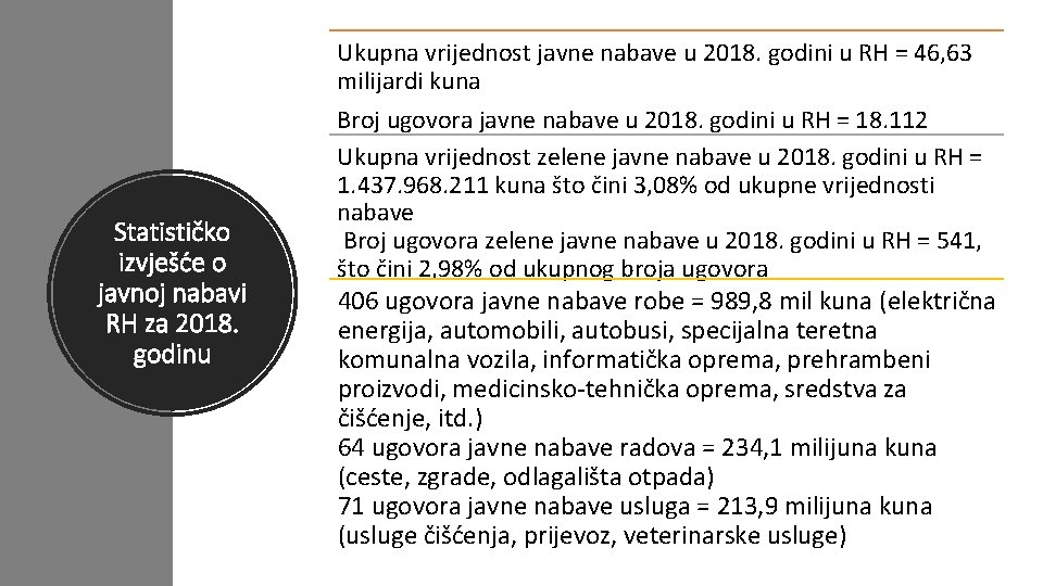 Ukupna vrijednost javne nabave u 2018. godini u RH = 46, 63 milijardi kuna