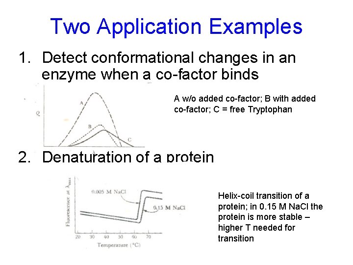 Two Application Examples 1. Detect conformational changes in an enzyme when a co-factor binds