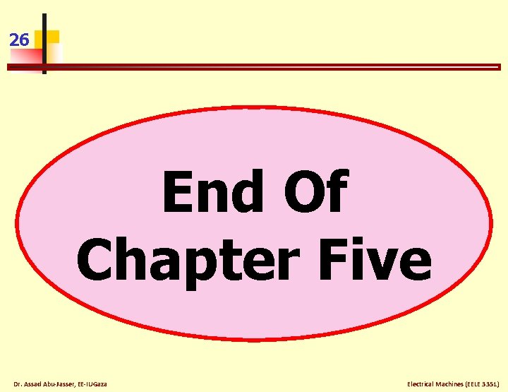 26 End Of Chapter Five Dr. Assad Abu-Jasser, EE-IUGaza Electrical Machines (EELE 3351) 