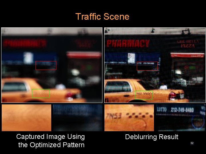Traffic Scene Captured Image Using the Optimized Pattern Deblurring Result 32 