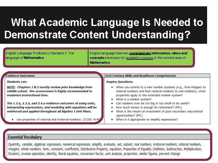 What Academic Language Is Needed to Demonstrate Content Understanding? English Language Proficiency Standard 3: