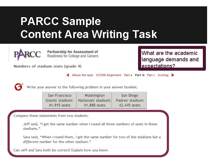 PARCC Sample Content Area Writing Task What are the academic language demands and expectations?