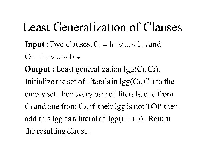 Least Generalization of Clauses Least Generalization of Clauses