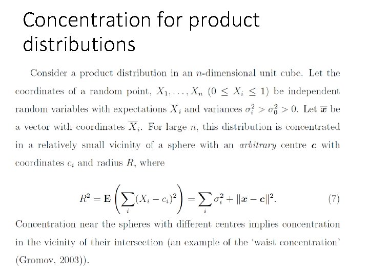 Concentration for product distributions 