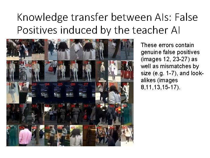 Knowledge transfer between AIs: False Positives induced by the teacher AI These errors contain