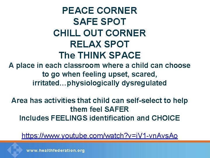 PEACE CORNER SAFE SPOT CHILL OUT CORNER RELAX SPOT The THINK SPACE A place