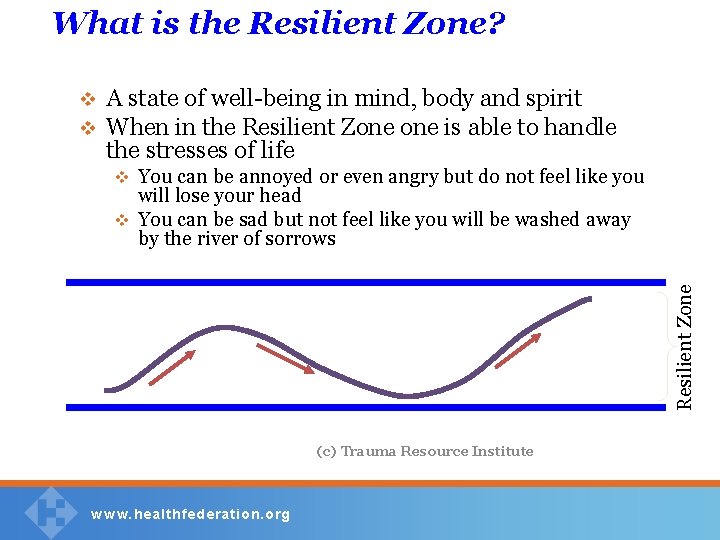 What is the Resilient Zone? v v A state of well-being in mind, body