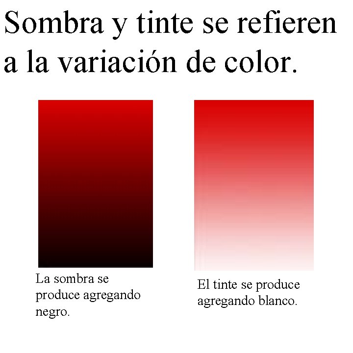 Sombra y tinte se refieren a la variación de color. La sombra se produce
