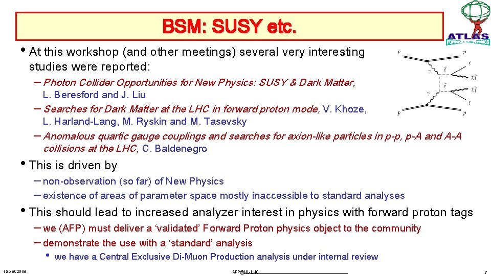 BSM: SUSY etc. • At this workshop (and other meetings) several very interesting studies