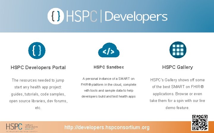 HSPC Developers Portal HSPC Sandbox HSPC Gallery The resources needed to jump A personal
