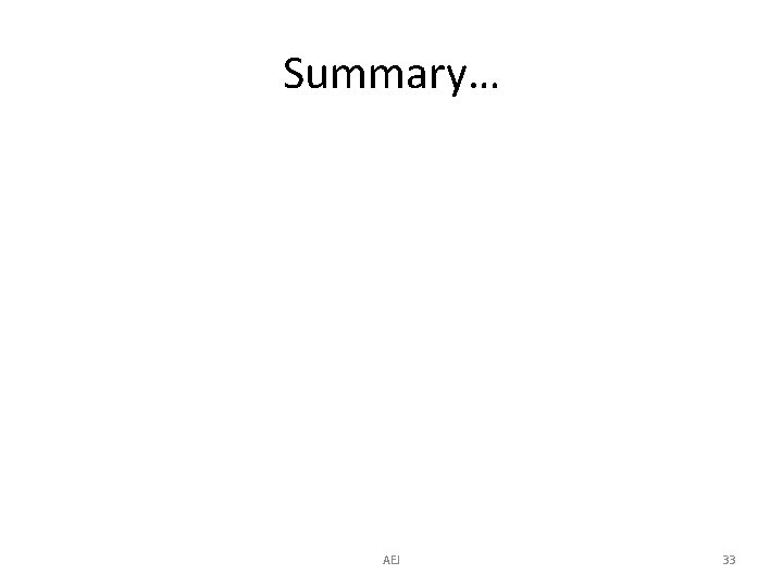 Summary… AEJ 33 