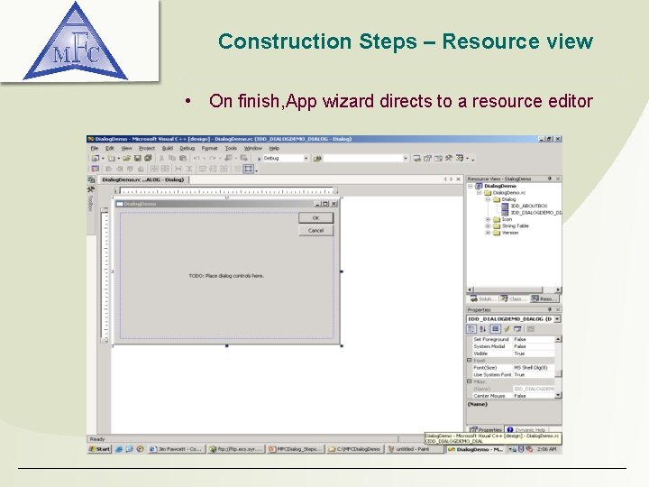 Construction Steps – Resource view • On finish, App wizard directs to a resource