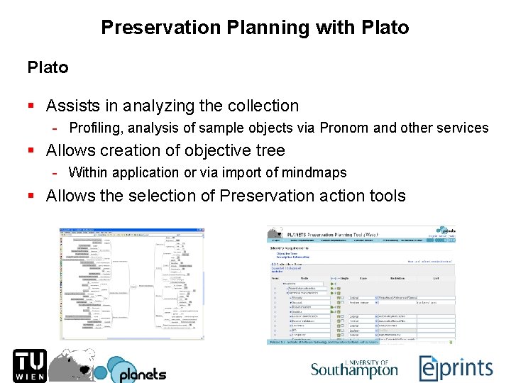 Preservation Planning with Plato § Assists in analyzing the collection - Profiling, analysis of