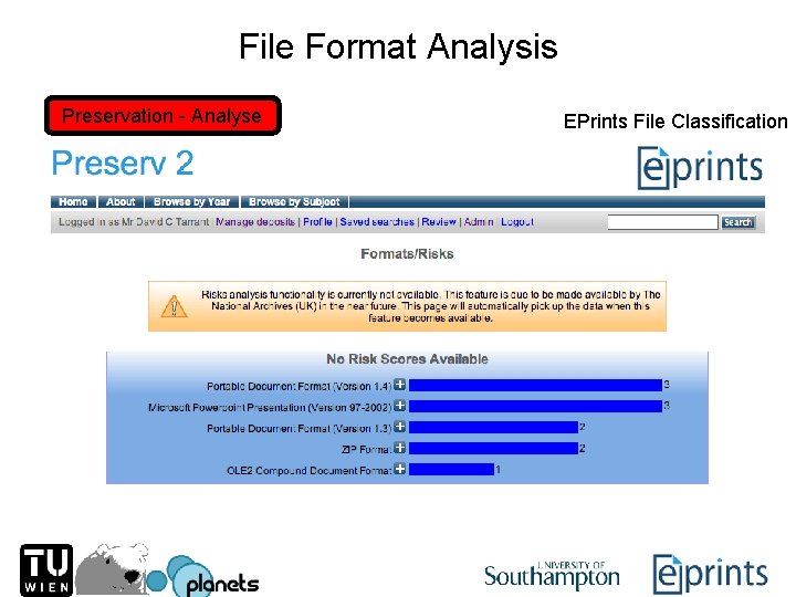 File Format Analysis Preservation - Analyse EPrints File Classification 