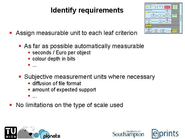 Identify requirements § Assign measurable unit to each leaf criterion § As far as