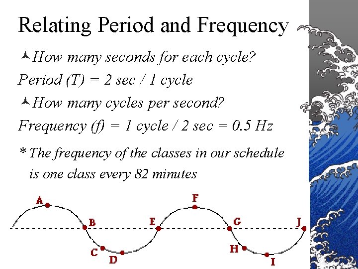 Relating Period and Frequency ©How many seconds for each cycle? Period (T) = 2