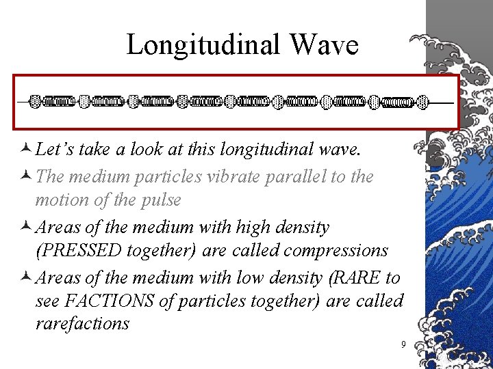 Longitudinal Wave © Let’s take a look at this longitudinal wave. © The medium