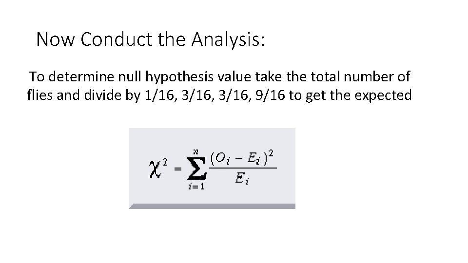 Now Conduct the Analysis: To determine null hypothesis value take the total number of