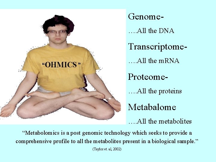 Genome…. All the DNA Transcriptome“ …. All the m. RNA ” Proteome…. All the