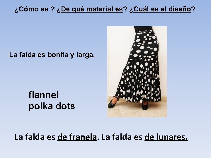 ¿Cómo es ? ¿De qué material es? ¿Cuál es el diseño? La falda es