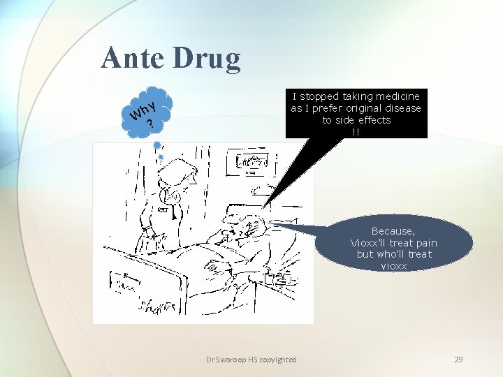 Ante Drug hy W ? I stopped taking medicine as I prefer original disease