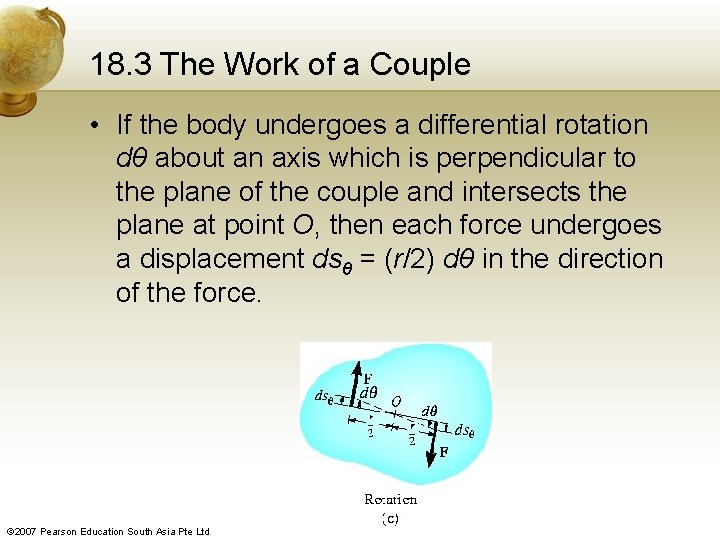18. 3 The Work of a Couple • If the body undergoes a differential