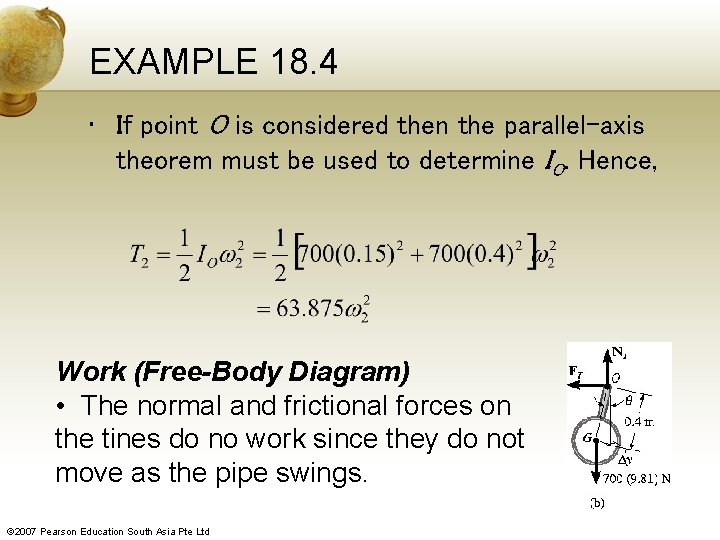 EXAMPLE 18. 4 • If point O is considered then the parallel-axis theorem must
