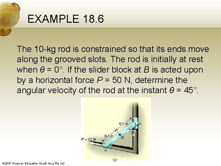 EXAMPLE 18. 6 The 10 -kg rod is constrained so that its ends move
