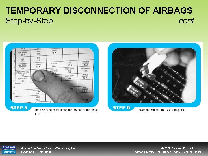 TEMPORARY DISCONNECTION OF AIRBAGS Step-by-Step Automotive Electricity and Electronics, 2/e By James D Halderman