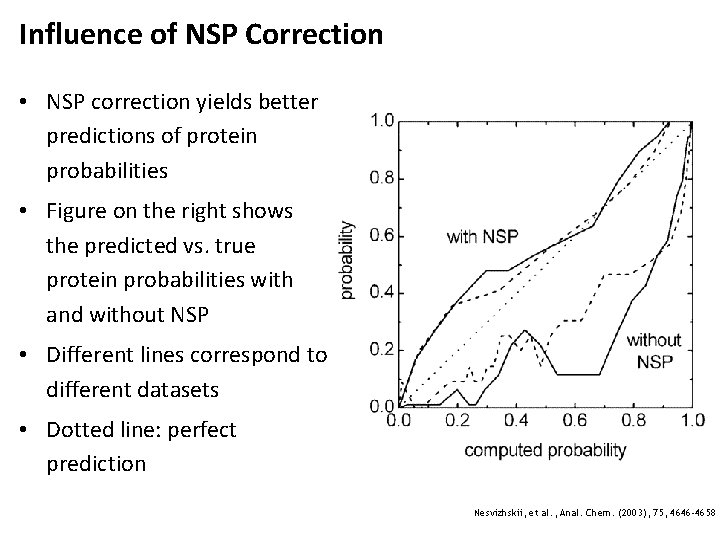 Influence of NSP Correction • NSP correction yields better predictions of protein probabilities •