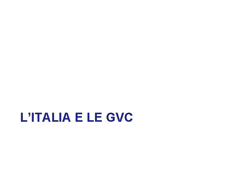 L’ITALIA E LE GVC 