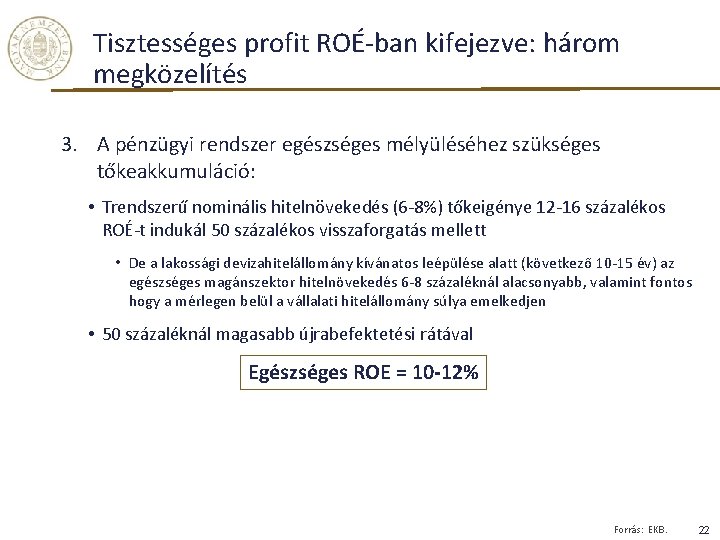Tisztességes profit ROÉ-ban kifejezve: három megközelítés 3. A pénzügyi rendszer egészséges mélyüléséhez szükséges tőkeakkumuláció: Tisztességes profit ROÉ-ban kifejezve: három megközelítés 3. A pénzügyi rendszer egészséges mélyüléséhez szükséges tőkeakkumuláció:
