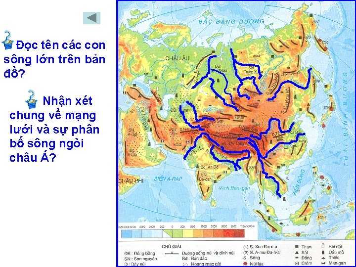 Đọc tên các con sông lớn trên bản đồ? Nhận xét chung về mạng