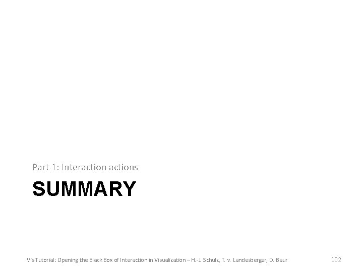 Part 1: Interactions SUMMARY Vis Tutorial: Opening the Black Box of Interaction in Visualization