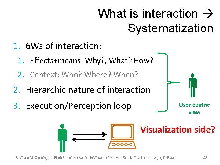 What is interaction Systematization 1. 6 Ws of interaction: 1. Effects+means: Why? , What?