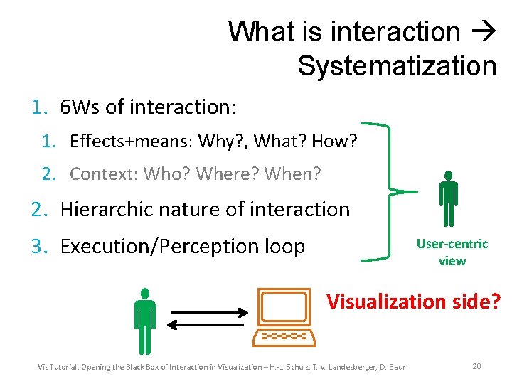 What is interaction Systematization 1. 6 Ws of interaction: 1. Effects+means: Why? , What?