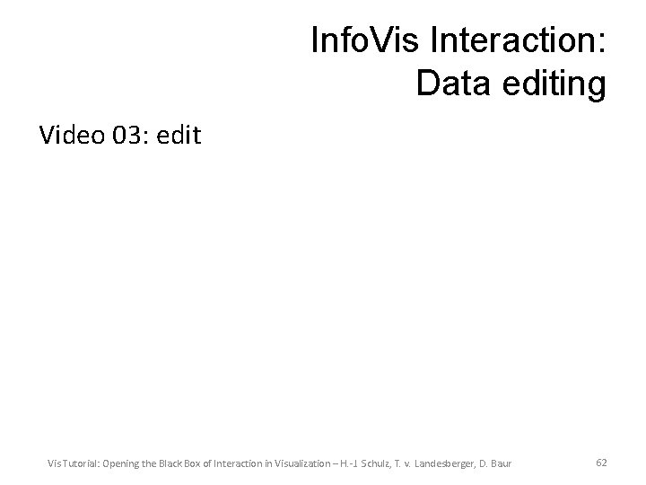 Info. Vis Interaction: Data editing Video 03: edit Vis Tutorial: Opening the Black Box