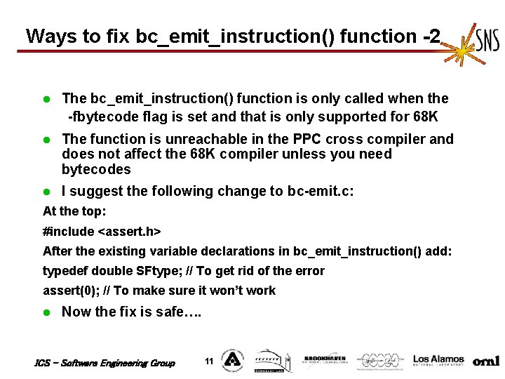 Ways to fix bc_emit_instruction() function -2 l The bc_emit_instruction() function is only called when Ways to fix bc_emit_instruction() function -2 l The bc_emit_instruction() function is only called when