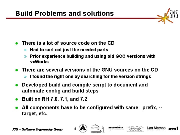 Build Problems and solutions l There is a lot of source code on the Build Problems and solutions l There is a lot of source code on the